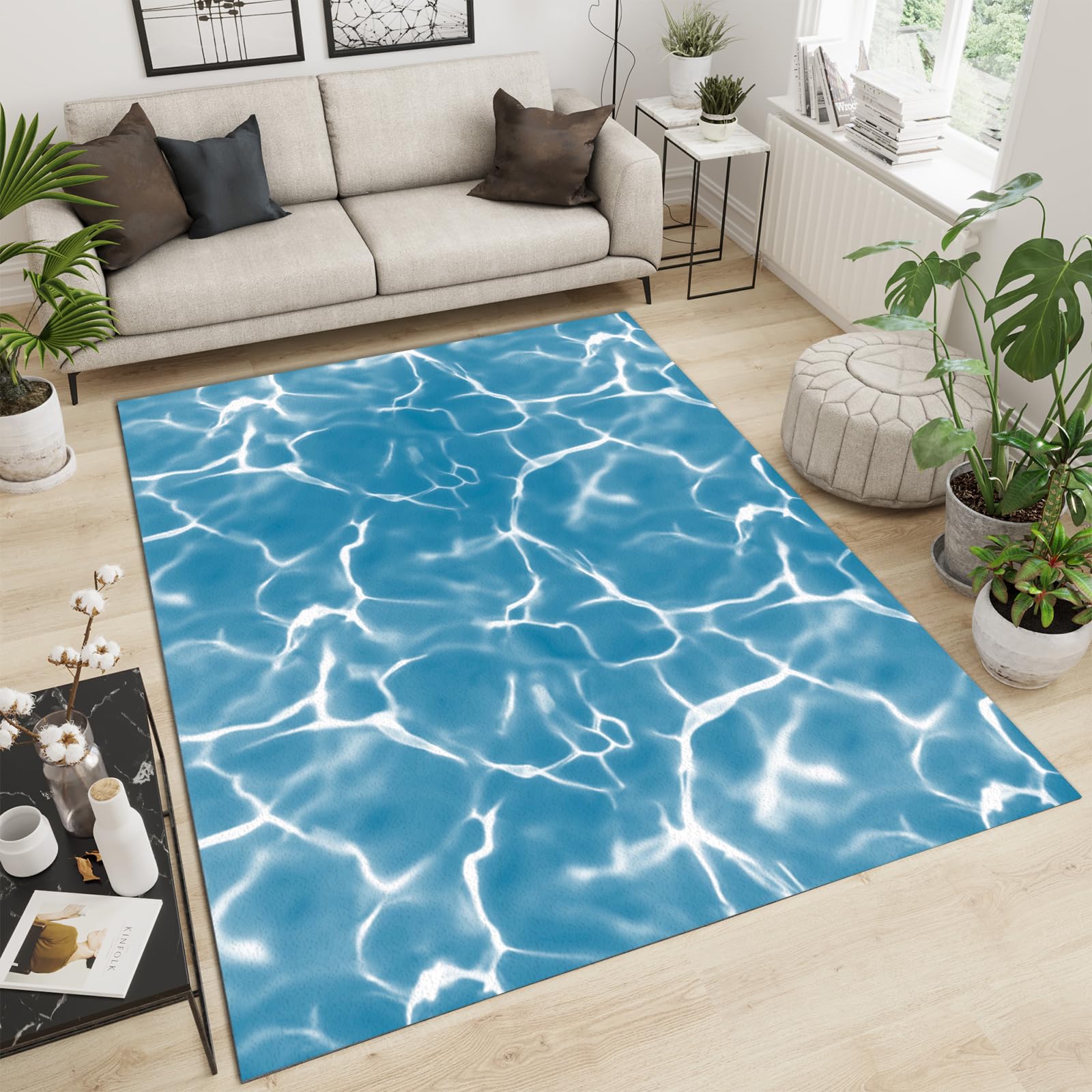 Amazon.com: Blue Water Waves Area Rug, Abstract Water Surface Non